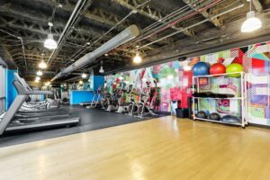 a gym with exercise equipment